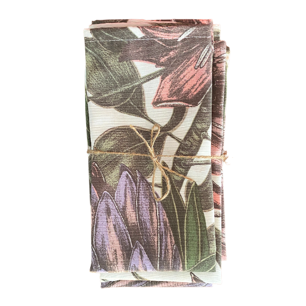Chalk Painted Protea Napkins - Set of 6