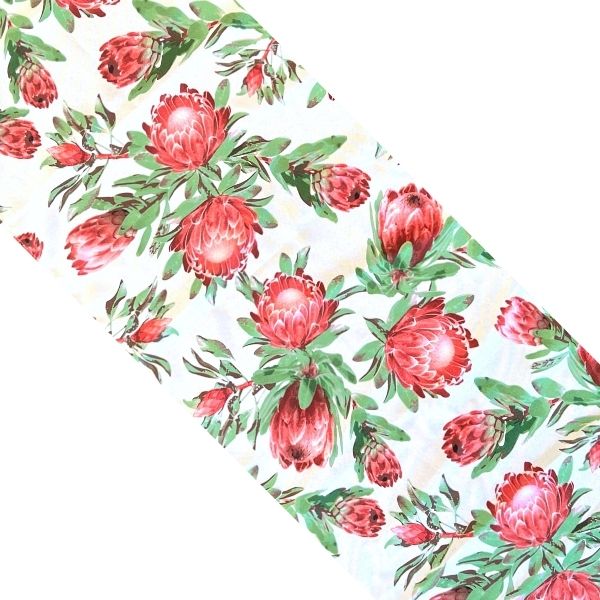 Pink Ice Protea On White Runner